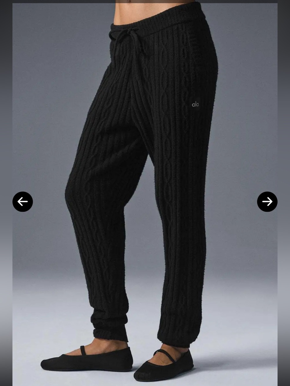 ALO Yoga Black Cable Knit Joggers